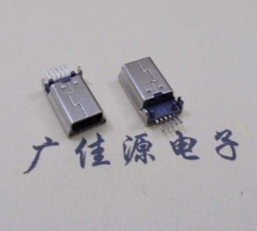 沙田镇MINI USB公头 5pin端子贴板带柱 10.7mm体长
