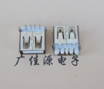 沙田镇USB母座接口 AF90度沉板1.9引脚4P插件白胶芯直边