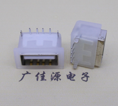 沙田镇卧式后两脚DIP插板USB AF 2.0防水母座,反向插A公头连接器