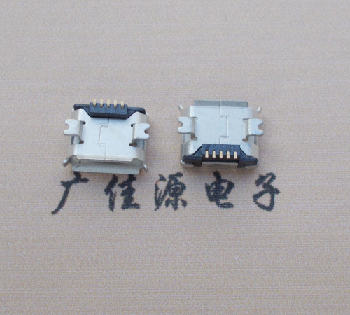 沙田镇Micro USB 5PIN接口,B型垫高0.9mm鱼叉脚贴片雾锡卷边