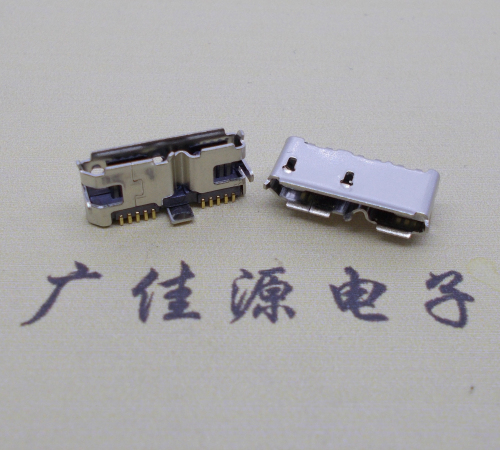 沙田镇 双接口micro usb3.0母座有卷边10pin三个固定脚插板
