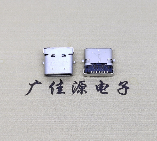 沙田镇type c24p板上双壳连接器接口 DIP+SMT L=10.0脚长1.6母头